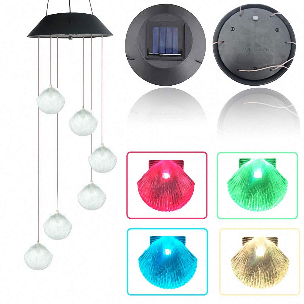 Solar Powered LED Wind Chime Lights - Outdoor Hanging Shell Decor with Color Changing Effects for Patio, Garden, Yard - Romantic Solar Lantern for Home Decoration | Perfect for Evening Ambiance, Wedding Decor & Backyard Parties