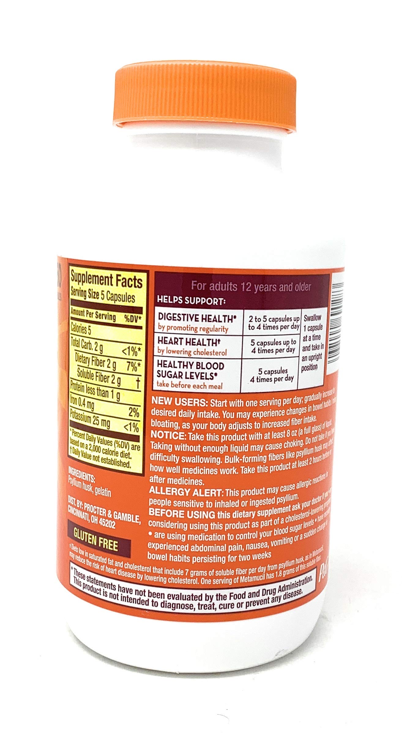 Metamucil Fiber 3-in-1 Psyllium Husk Capsules Supplement - 650 Count for Digestive Health & Regularity | Natural Fiber Support for Gut Wellness | Ideal for Daily Digestive Care & Weight Management