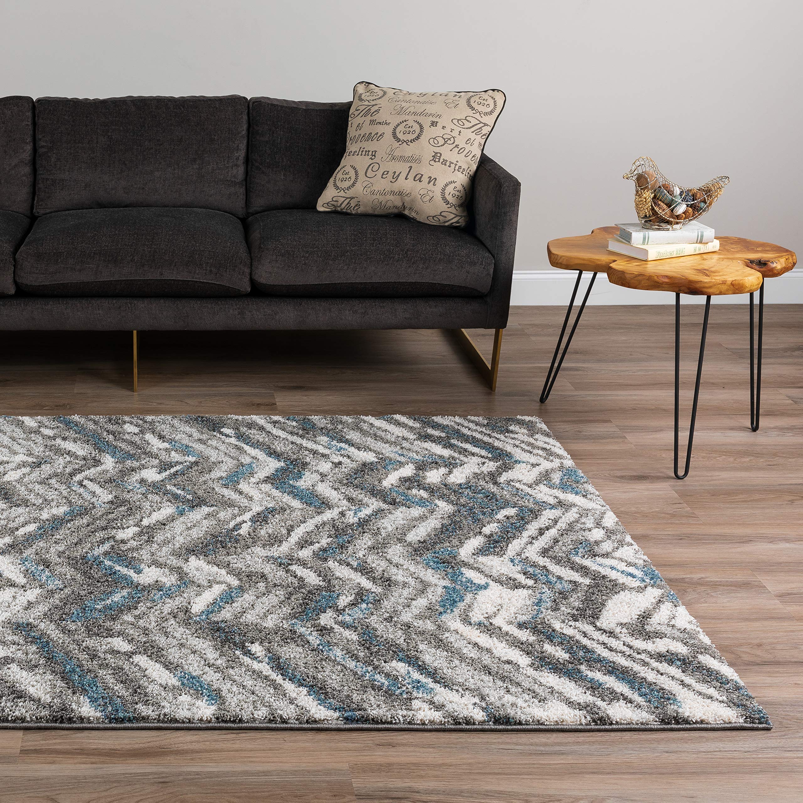 Addison Rugs Reston 8'x10' Grey Area Rug - Soft Modern Living Room Carpet for Home Decor & Bedroom Floor Mat