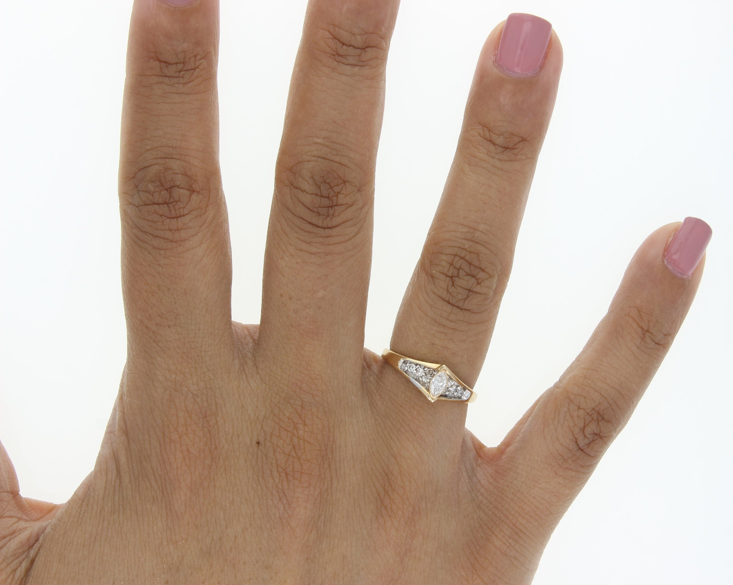 0.33cttw Marquise Diamond Ring in 14k Yellow Gold - Elegant Engagement & Wedding Jewelry for Women