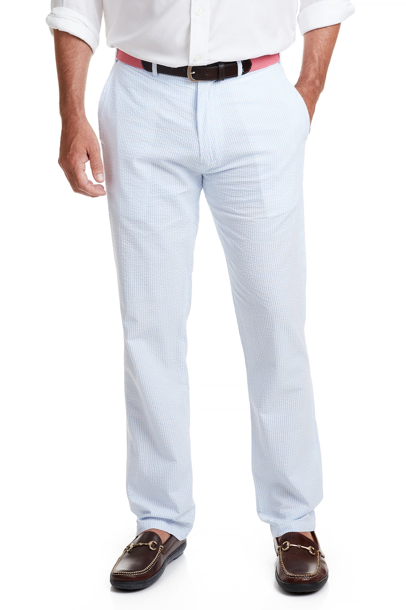 Men's Harbor Pant Blue Seersucker - Comfortable Summer Casual Pants for Outdoor Activities & Beach Vacations