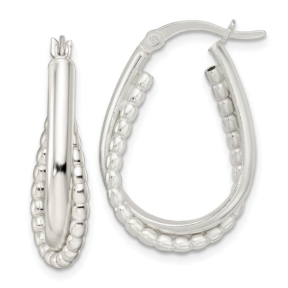 Styling Sterling Silver Polished Double Oval Hoop Earrings for Women - Elegant Everyday Jewelry & Perfect Gift for Birthdays, Anniversaries