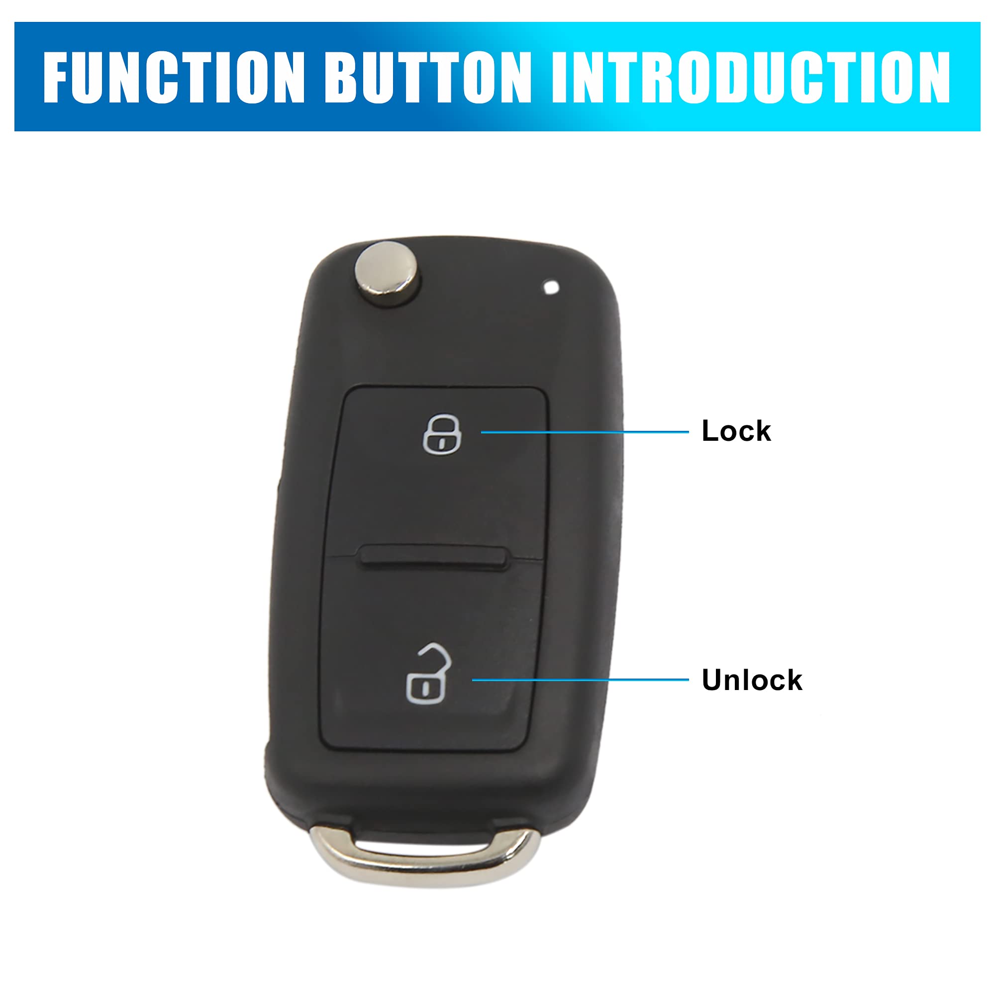 Original Title: uxcell Car Replacement Uncut Blade Flip Fob Remote Key Case for VW Transporter Polo Golf 2 Key Button Black   Optimized Title: **VW Key Fob Replacement Case - Compatible with Transporter, Polo, Golf 2 - Uncut Blade Flip Remote Key Shell (Black) - Durable & Easy to Install for Car Key Protection**    Usage Scenarios: **Perfect for replacing damaged key fobs, upgrading your car key appearance, or as a spare key case for Volkswagen vehicles.**
