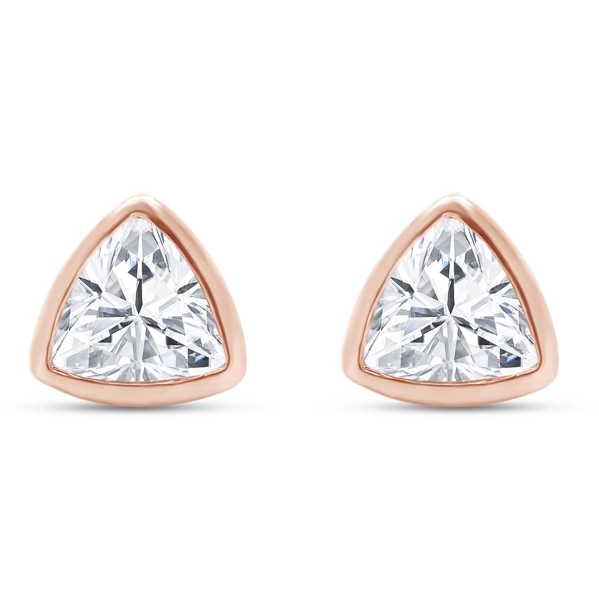 2.20 Cttw Lab-Created Moissanite Diamond Stud Earrings - 7MM Trillion Cut, 14k Gold Over Sterling Silver - Perfect for Women's Engagement, Wedding & Anniversary Gifts | Hypoallergenic, Everyday Luxury Jewelry