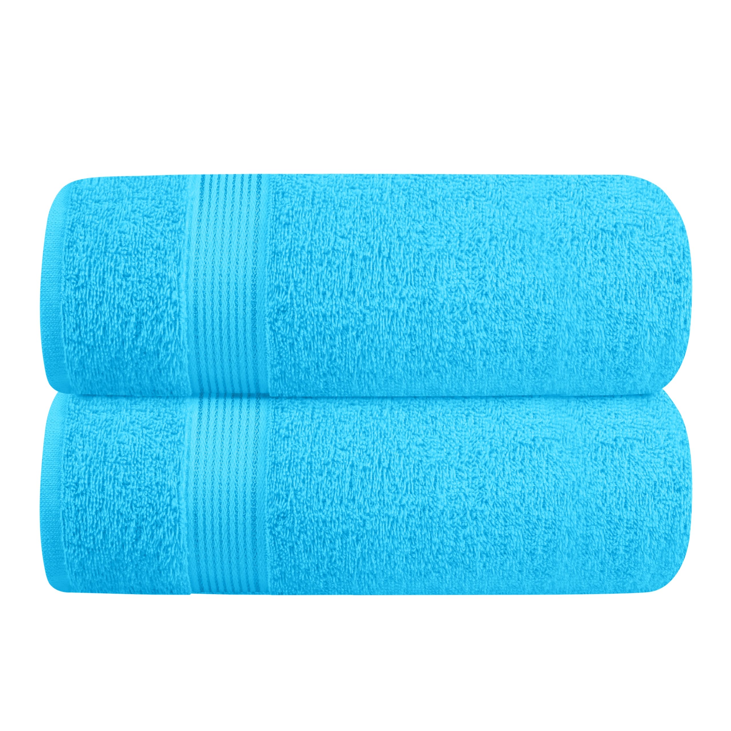 Belizzi Home 2-Pack Oversized Cotton Bath Towels 28x55 Inches - Ultra Absorbent, Quick Dry & Lightweight - Perfect for Gym, Travel, Camping, Pool & Spa - Turquoise Blue