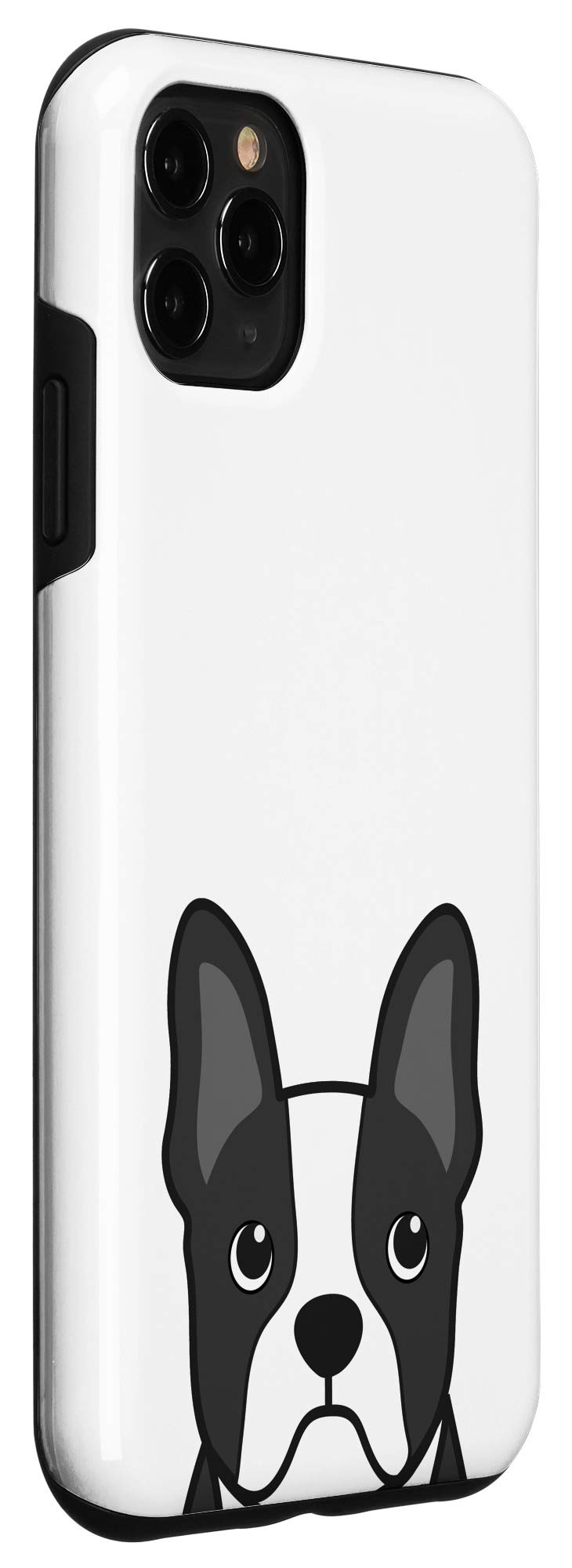 iPhone 11 Pro Max Boston Terrier Face Phone Case - Simple White Dog Lover Case for Everyday Use and Perfect Gift for Pet Enthusiasts