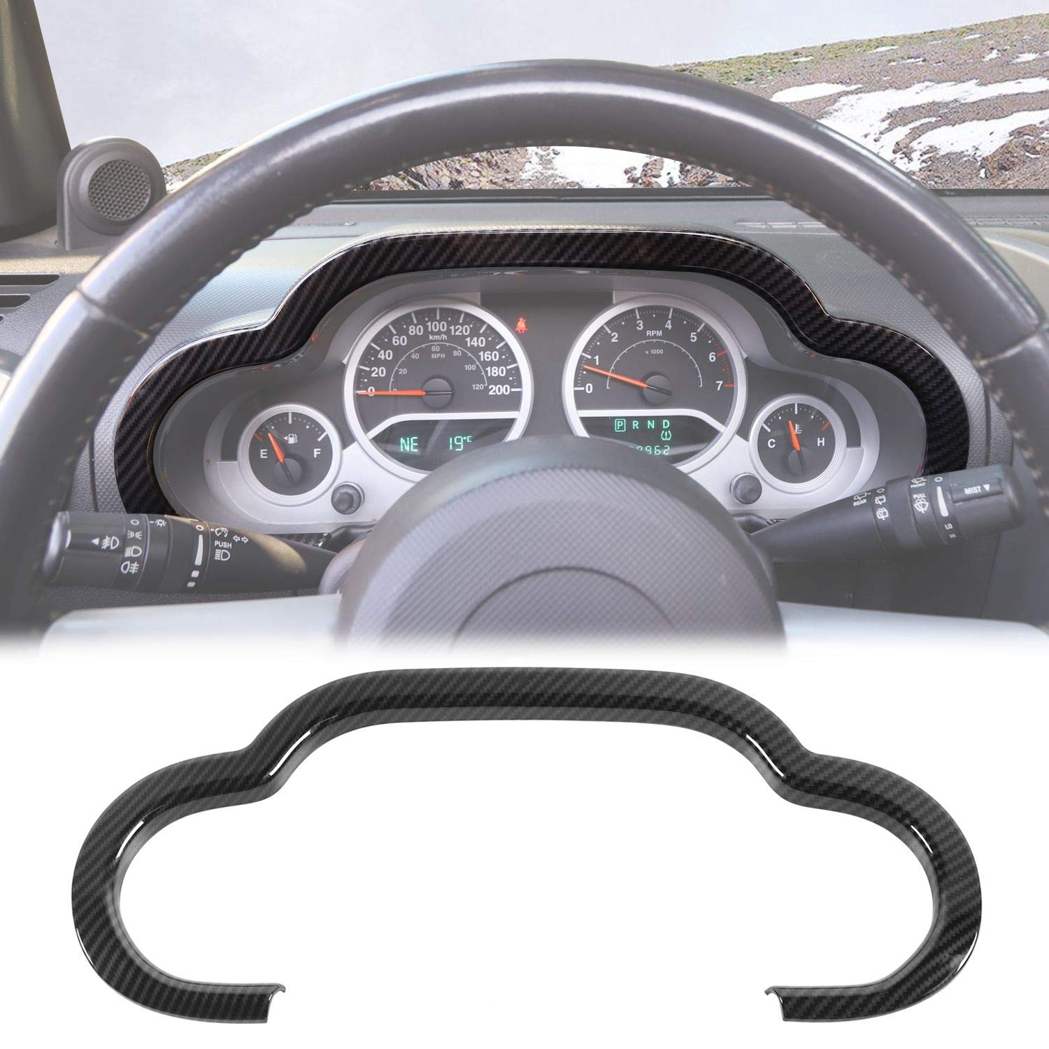 JeCar Carbon Fiber Dash Cover Trim for Jeep Wrangler JK & Unlimited 2/4 Door (2007-2010) | Interior Accessories | Upgrade Your Ride's Style & Protection