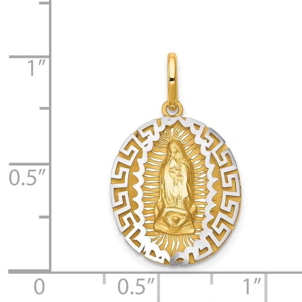 14k Gold Two-Tone Our Lady of Guadalupe Charm Pendant for Bracelet - Religious Jewelry Gift for Women - Perfect for Baptism, First Communion & Everyday Wear