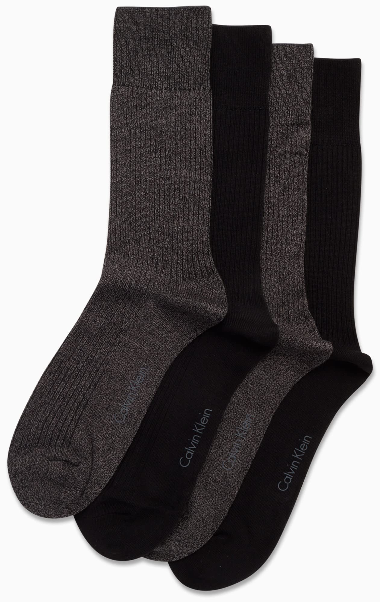 Calvin Klein Men's Crew Socks 4-Pack - Lightweight Combed Cotton Blend Dress Socks for Men Size 7-12 - Breathable Everyday & Formal Wear Socks for Office, Business & Casual Outfits