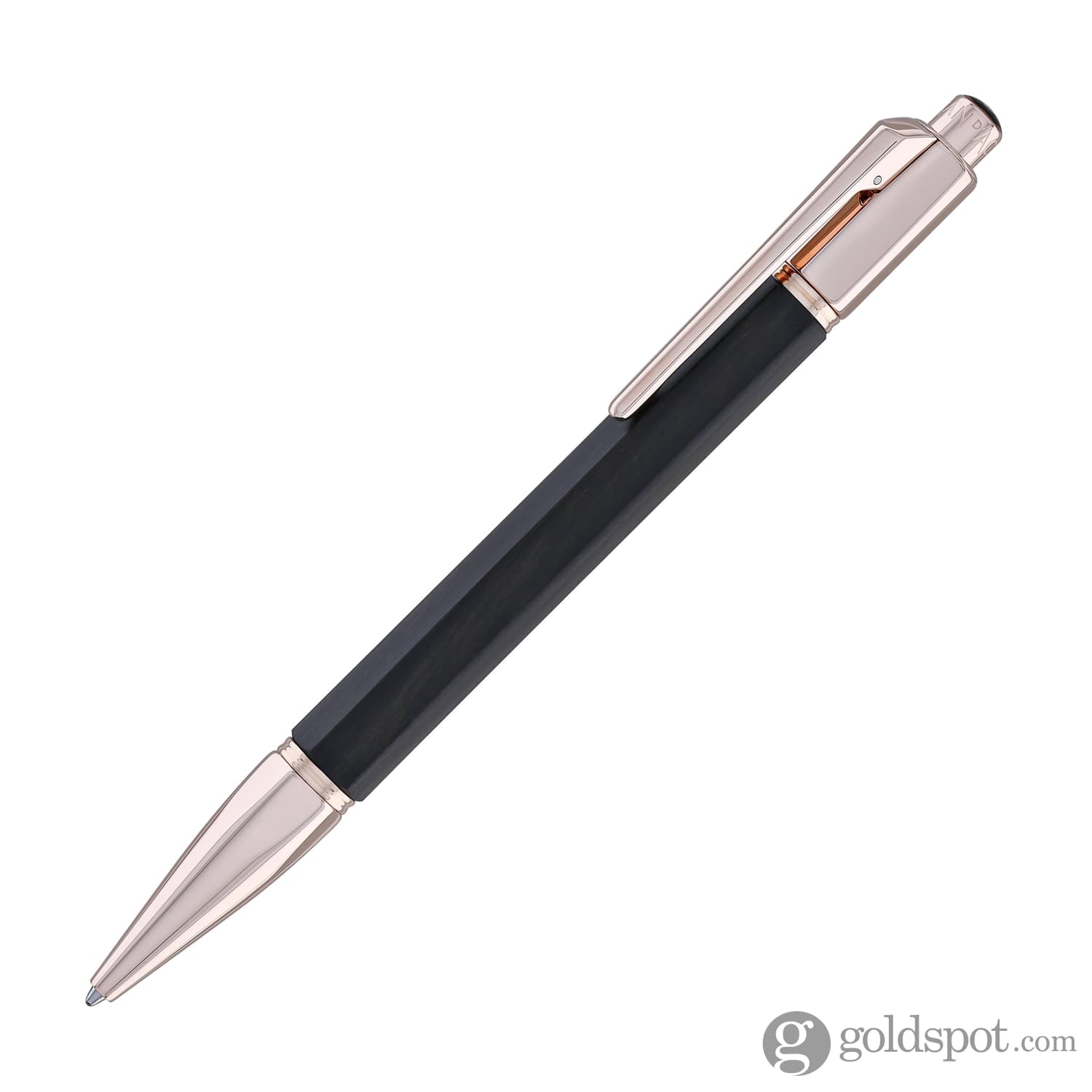 Luxury Caran d'Ache Varius Ebony Wood Ballpoint Pen with Rose Gold Coating - Premium Writing Instrument for Business, Gifting & Collectors