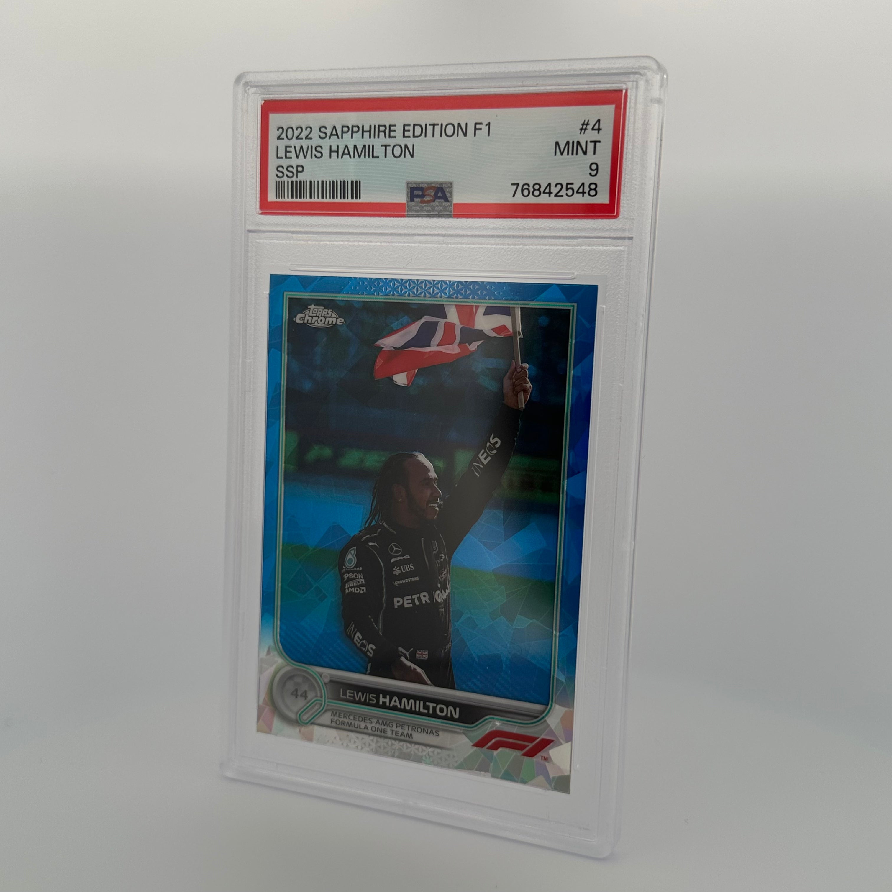 PSA 9 Graded Lewis Hamilton #4 Sapphire Edition SSP - Rare Trading Card for Collectors & F1 Fans - Perfect for Display, Investment & Sports Memorabilia Collections