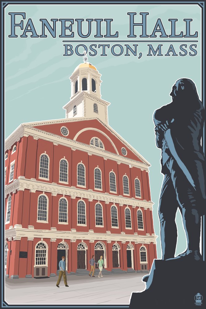 Lantern Press Boston Massachusetts Faneuil Hall 16x24 Wrapped Canvas Wall Art - Home Decor for Living Room, Bedroom & Office