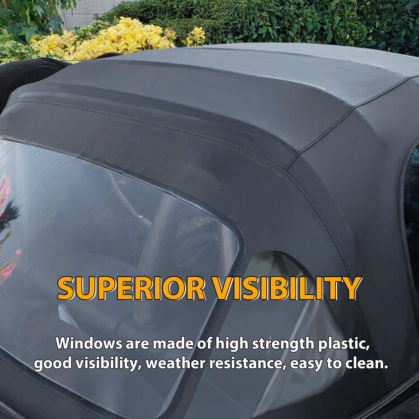 KUAFU Convertible Soft Top for 1970-1980 MG Midget - Black Sailcloth Vinyl Top with Clear Plastic Window | Replacement Car Roof for Classic MG Midget Roadster | Perfect for Sunny Day Cruising & Car Shows