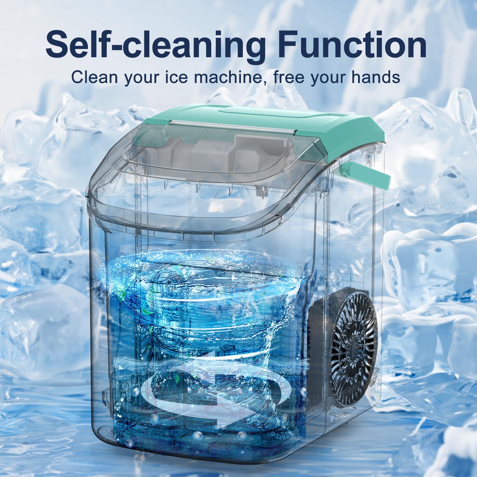 ZAFRO Portable Countertop Ice Maker - 7-Minute Fast Ice Making, 35Lbs/24H, Nugget Ice Machine with Ice Basket & Scoop - Perfect for Home, Office, Bar, Restaurant (Green) | Great for Cocktails, Beverages & Outdoor Parties