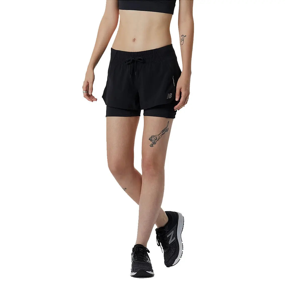 New Balance Impact 2-in-1 Running Shorts for Women - Black | Moisture-Wicking Athletic Shorts for Workouts & Training