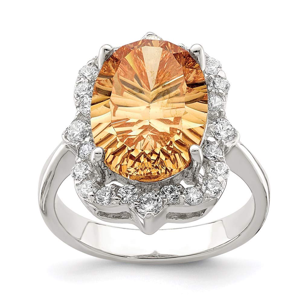 Ryan Jonathan Sterling Silver Champagne & Clear Cubic Zirconia Ring for Women - Elegant Wedding, Engagement, Anniversary Jewelry Gift