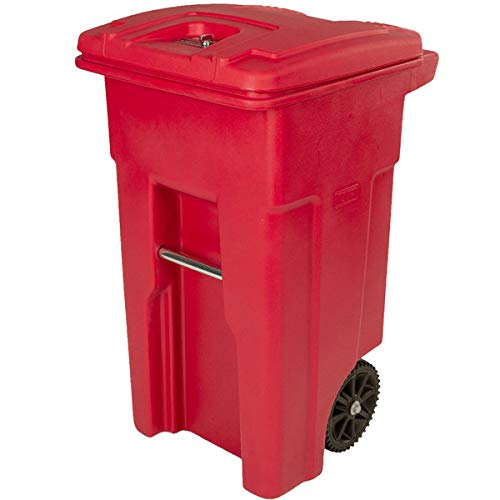 128 Qt / 32 Gallon / 121 Liter Red Rectangular Wheeled Medical Waste Cart - Heavy Duty Commercial Trash Can for Hospitals, Clinics & Offices - Indoor & Outdoor Use - Ideal for Medical Waste Disposal & General Garbage Collection