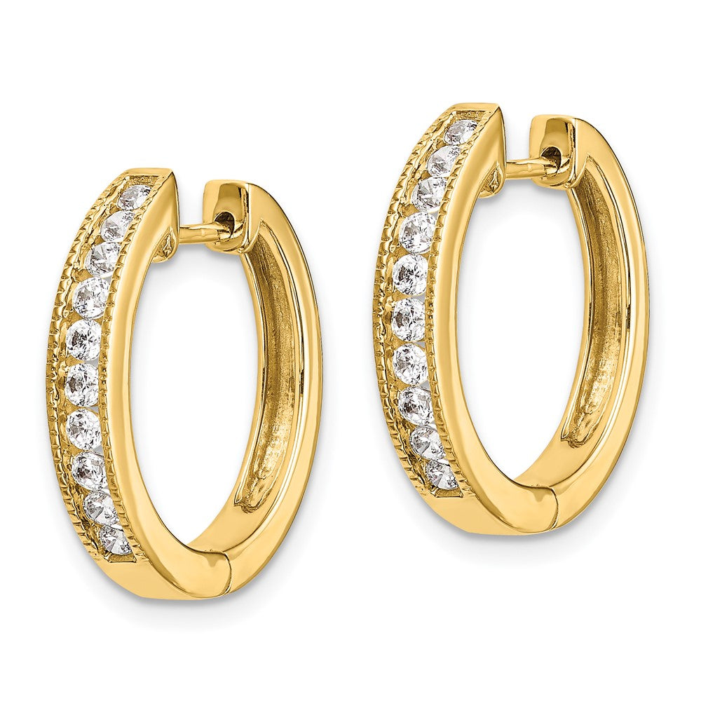 14K Gold Diamond Hinged Hoop Earrings - Elegant Dangle Earrings for Women | EM5366 100 YA | Perfect for Weddings, Parties & Special Occasions