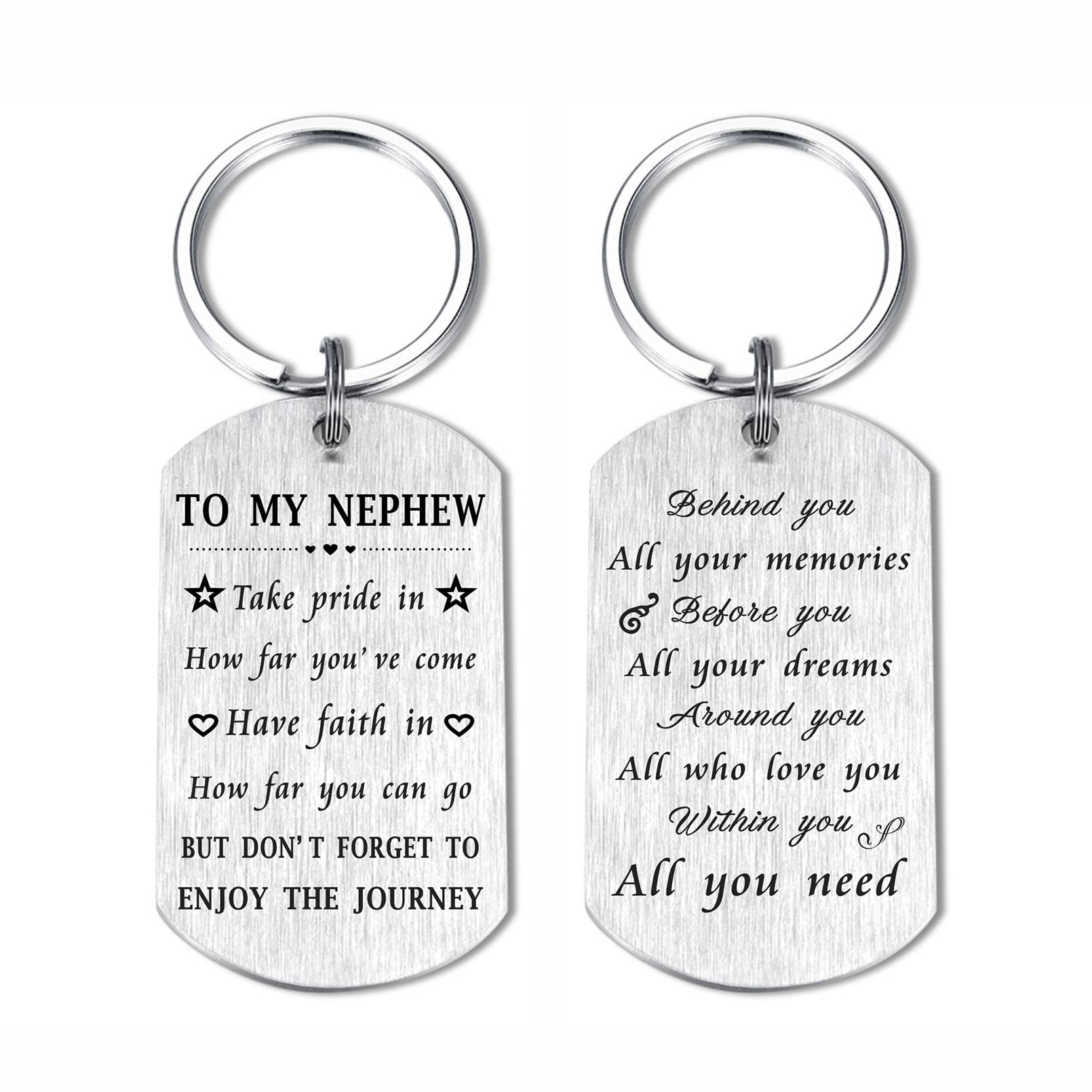 Best Nephew Ever Keychain - Personalized Graduation & Christmas Gift for Nephew - Engraved Keepsake for Special Occasions - Perfect for Birthdays, Holidays & Celebrations