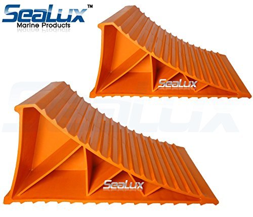 SeaLux Marine Heavy Duty Wheel Chocks for Trailers, Vans, Cars & RVs - Pair of Non-Slip Boat Dock Tire Blocks for Tires Up to 20