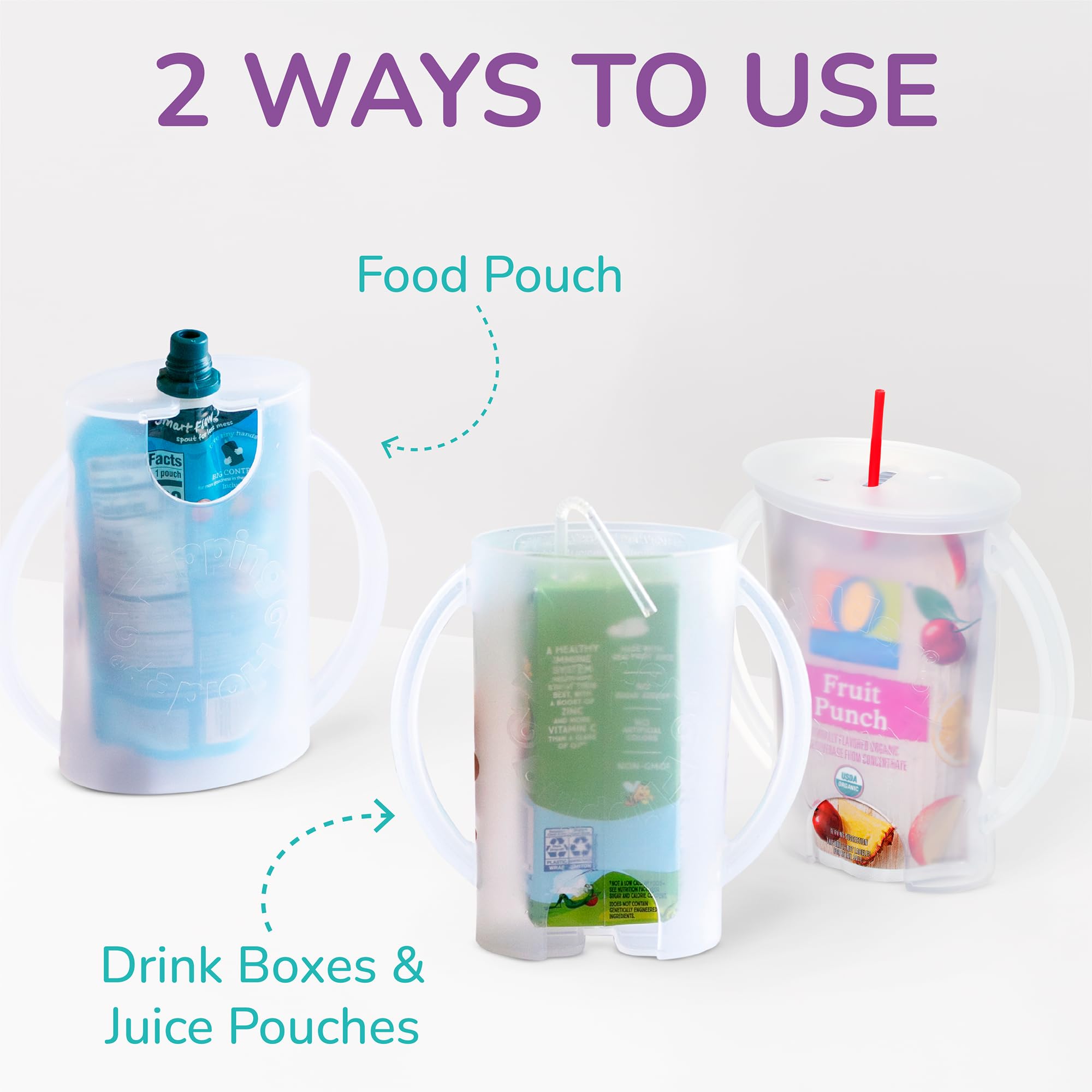 Multipurpose Squeeze-Proof Food Pouch Holder & Juice Box Holder - Aqua Blue (Pack of 2) - Perfect for Lunchboxes, Snacks, and On-the-Go Meals