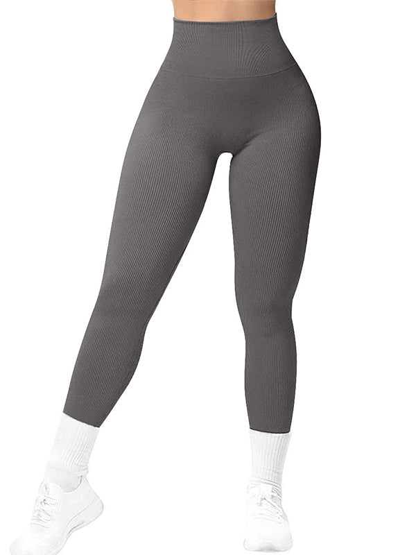 ZASUWA Women's Seamless Ribbed High Waist Yoga Leggings - Quick Dry Workout Pants for Running, Gym & Lounge
