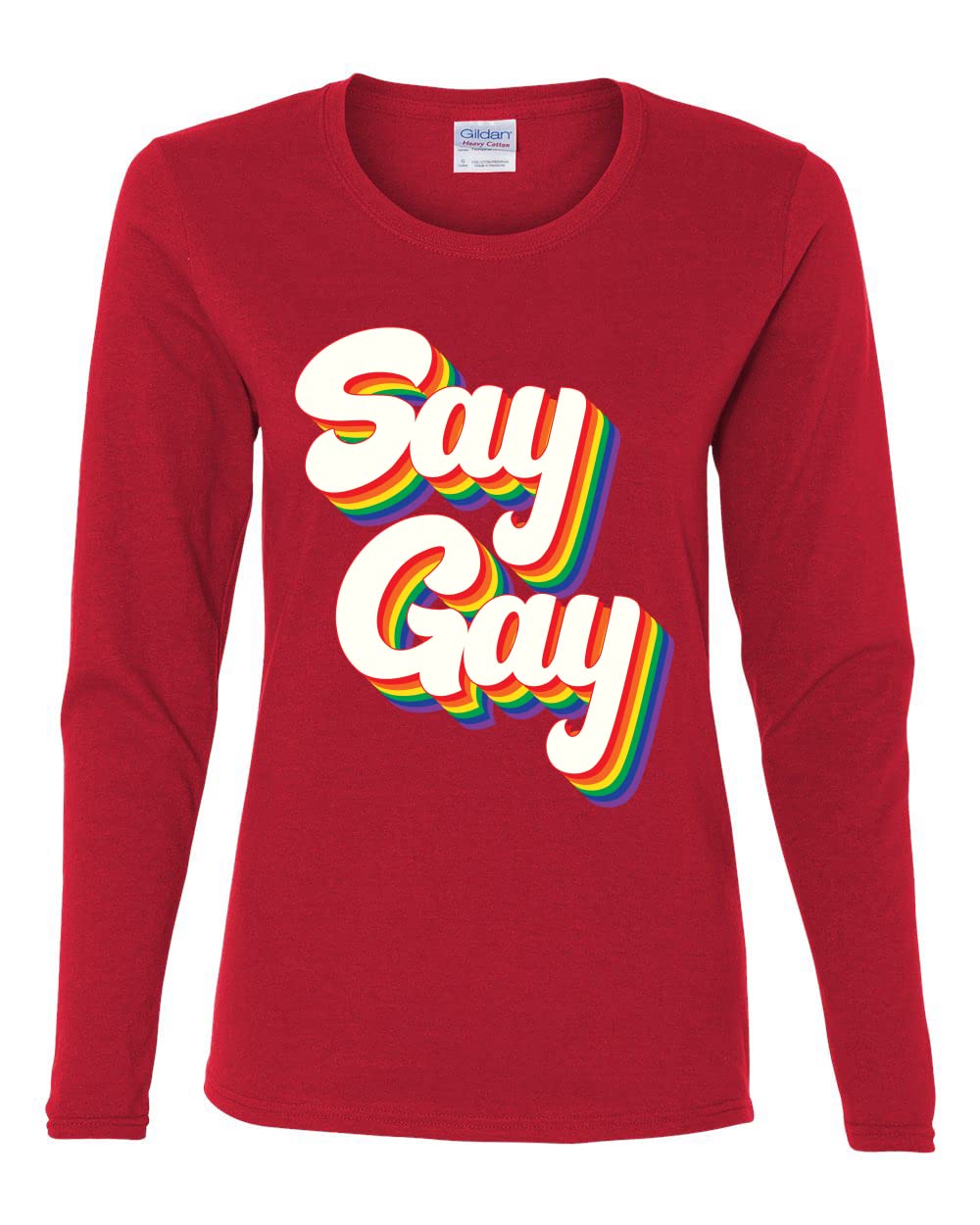 Retro Rainbow LGBT Pride Graphic Long Sleeve T-Shirt for Women - Vintage Inspired Gay Rights Apparel for Pride Parades & LGBTQ+ Events