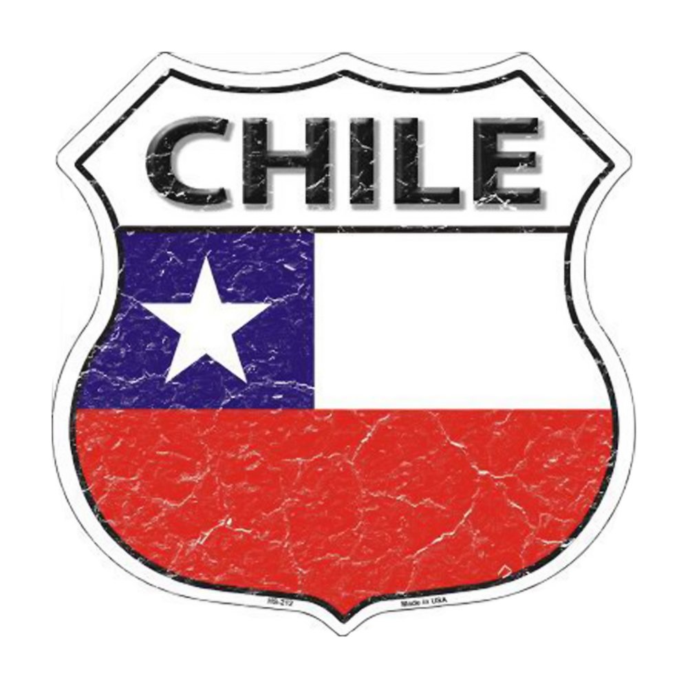 SMART BLONDE Chile Flag Highway Shield Metal Sign HS-212 - Vintage Style Road Sign for Home Bar, Man Cave & Garage Decor