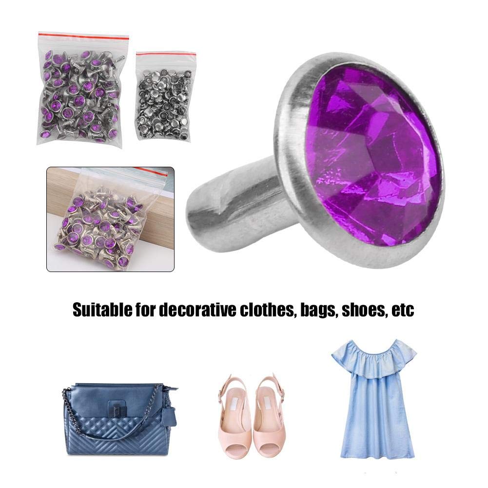 100Pcs Rhinestone Rivets - 8MM Acrylic Decorative Studs for DIY Luggage, Shoes, Hats & Clothing - Sparkling Synthetic Crystal Embellishments for Fashion Accessories & Craft Projects