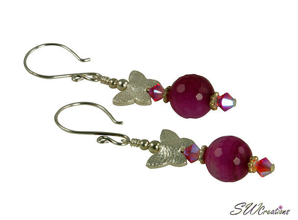 Handmade Fuchsia Pink Butterfly Jade Earrings - Elegant Dangle Earrings for Women, Gift for Her, Perfect for Weddings, Parties & Special Occasions