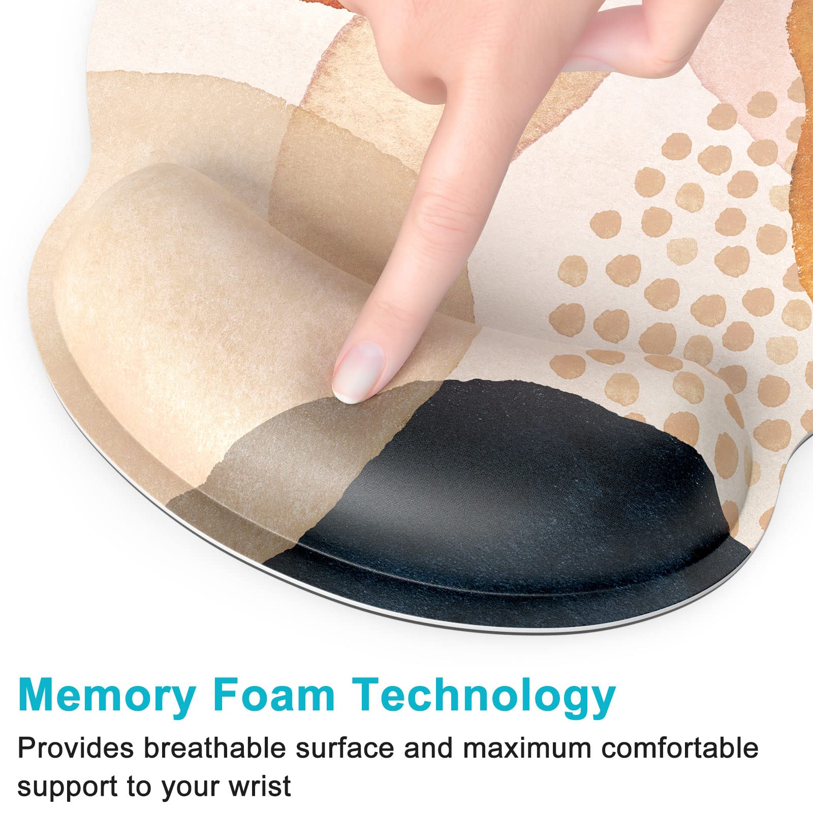 Ergonomic Mouse Pad with Memory Foam Wrist Rest - Comfortable Wireless Mouse Mat for Office & Gaming - Pain Relief Computer Mousepad for Laptop & Desk Work - Abstract Marble Design - Perfect for Long Hours of Typing and Gaming Sessions