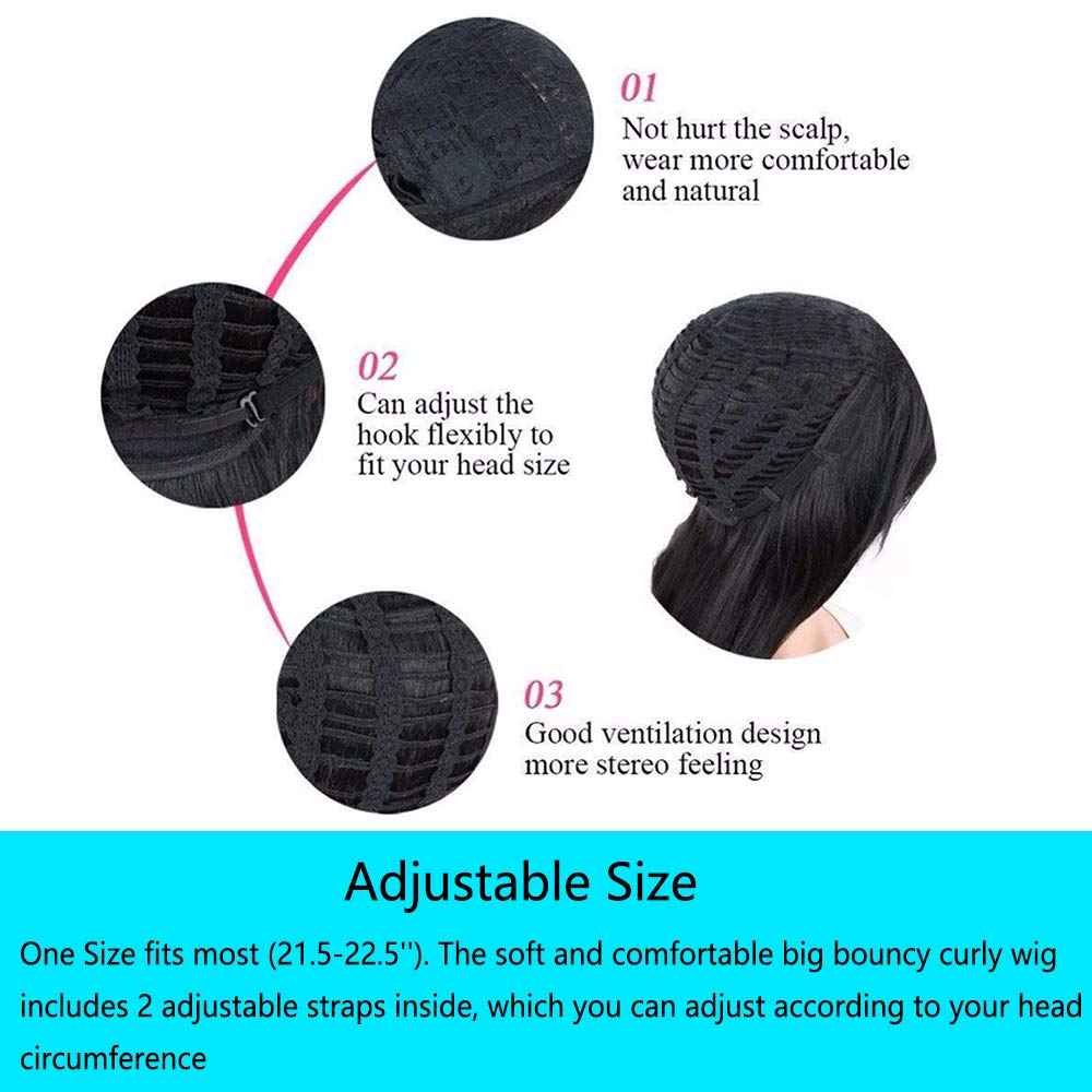 KEAT Short Big Curly Kinky Wigs for Black Women - Afro Wavy Mixed Brown Synthetic Wig with Bangs | Natural-Looking Synthetic Hair for African American Women | Perfect for Daily Wear, Cosplay & Special Occasions