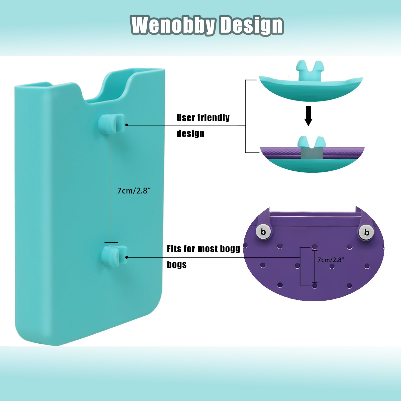 Bogg Bag Accessories Set - Silicone Phone Holder, Keychain Holder & Hook for Bogg Bags (Blue) | Perfect for Beach, Pool & Outdoor Activities