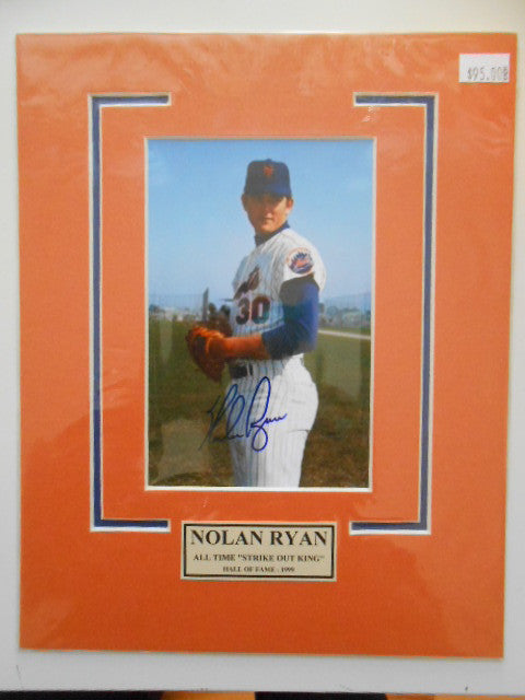 Nolan Ryan Autographed Baseball Photo with COA - Legendary MLB Pitcher Signed Memorabilia for Sports Fans & Collectors - Perfect for Man Cave, Sports Room Decor, or Gift for Baseball Enthusiasts