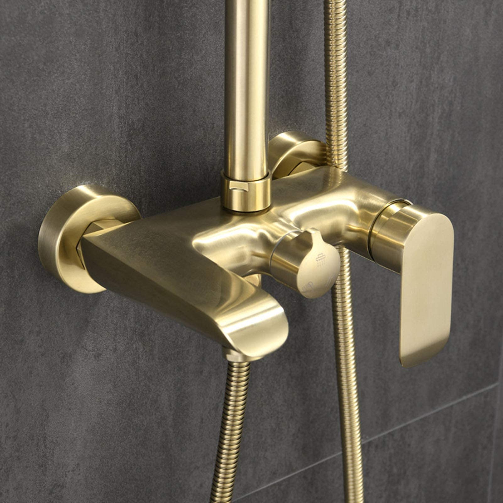 Brushed Gold Shower Faucet Set - 3-Function Wall Mounted Shower System with 8 Inch ABS Rainfall Shower Head & Mixer Taps | Perfect for Modern Bathroom Renovation & Spa-Like Shower Experience
