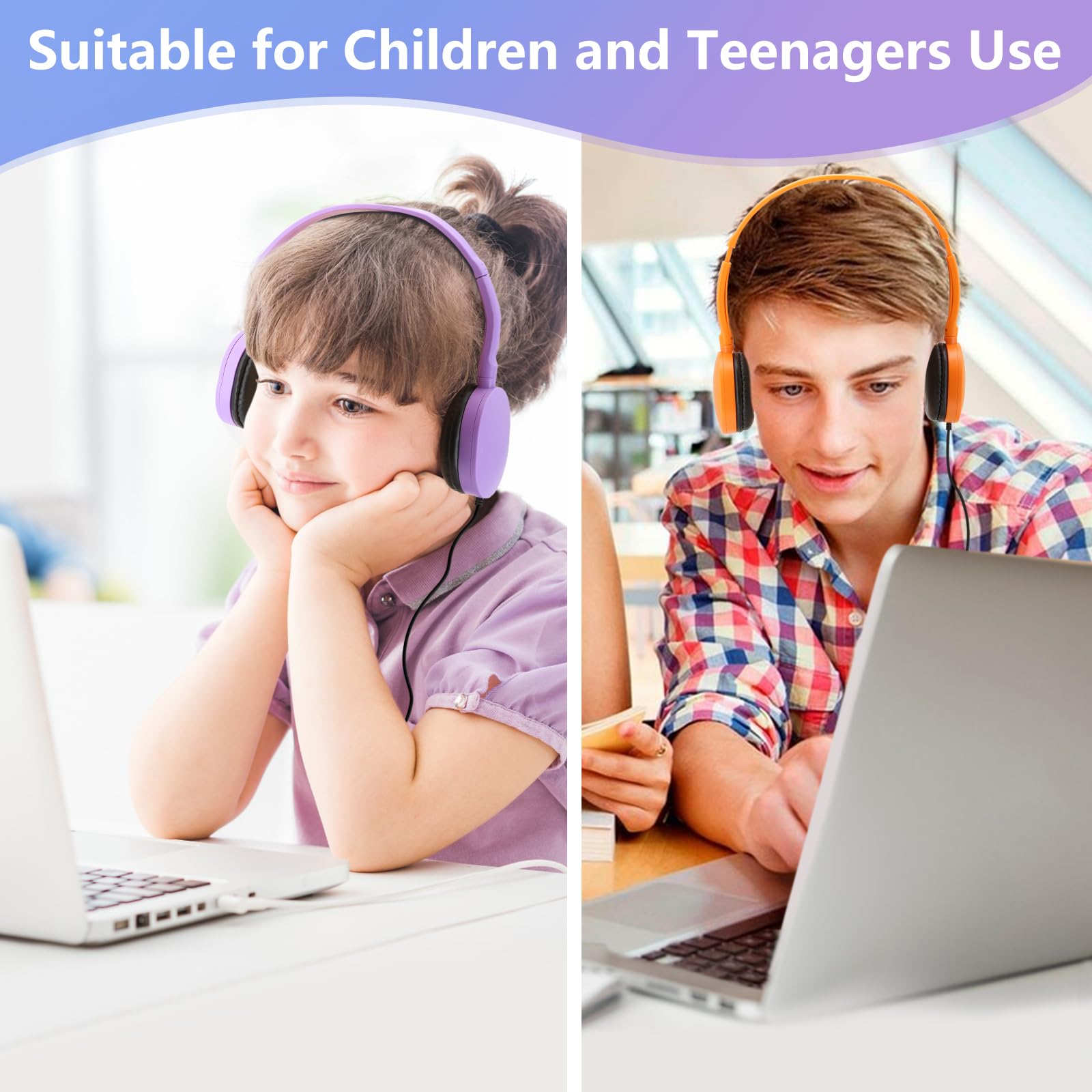 12 Pack Kids Headphones Bulk for School - Colorful Wired Classroom Headphones with Adjustable Headband & 3.5mm Jack - Perfect for School, Library, Online Learning, Travel and Home Use (Kids, Teens & Adults)