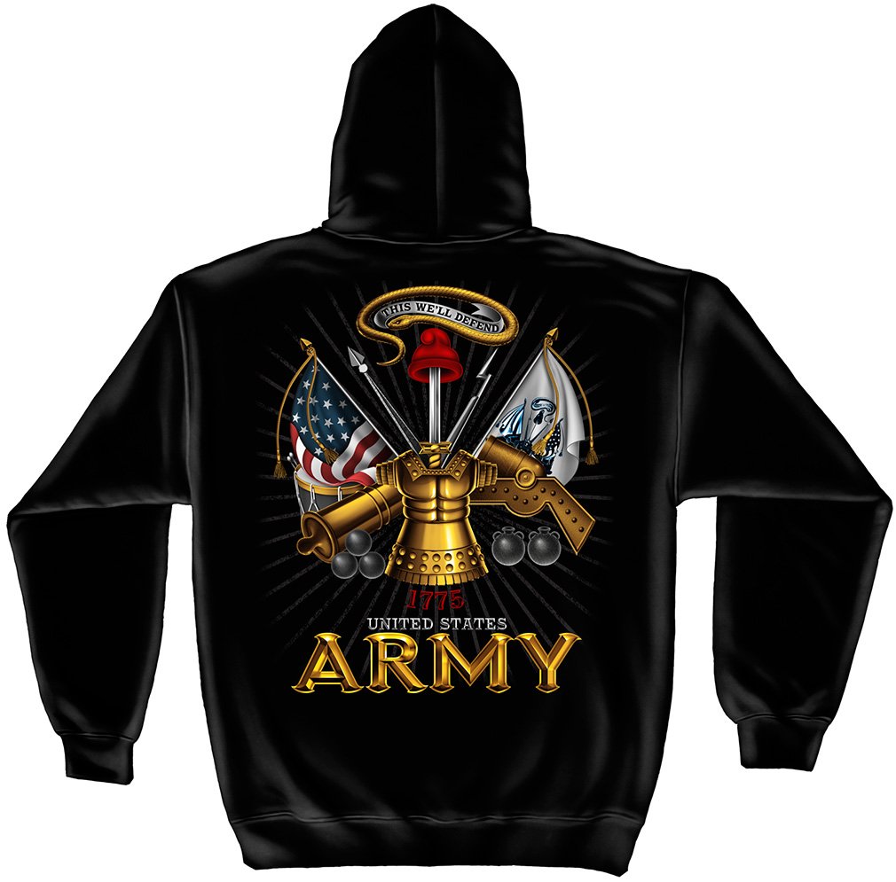Vintage Army Hooded Sweatshirt - Military Style Black Pullover Hoodie for Men | Perfect for Outdoor Activities, Casual Wear & Military Enthusiasts