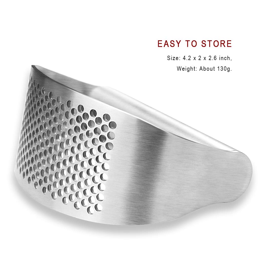 Premium Stainless Steel Garlic Press Rocker - Heavy Duty Garlic Crusher & Mincer with Built-in Bottle Opener - Ideal for Cooking, Meal Prep & Kitchen Essentials (Random Color)
