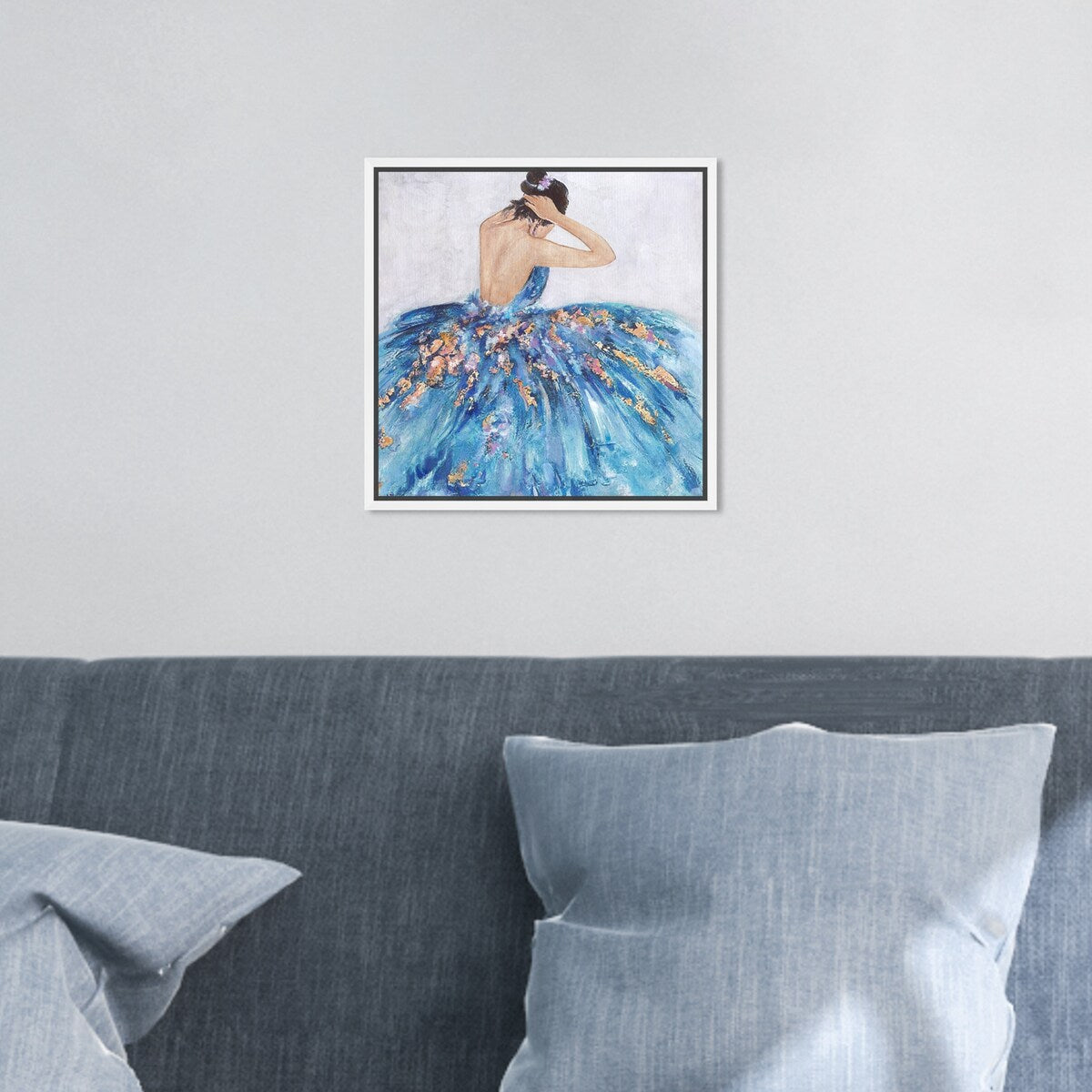 Elegant Blue Princess Dress Glam Canvas Wall Art Print - Festive & Stylish Home Decor for Bedroom, Living Room, or Nursery