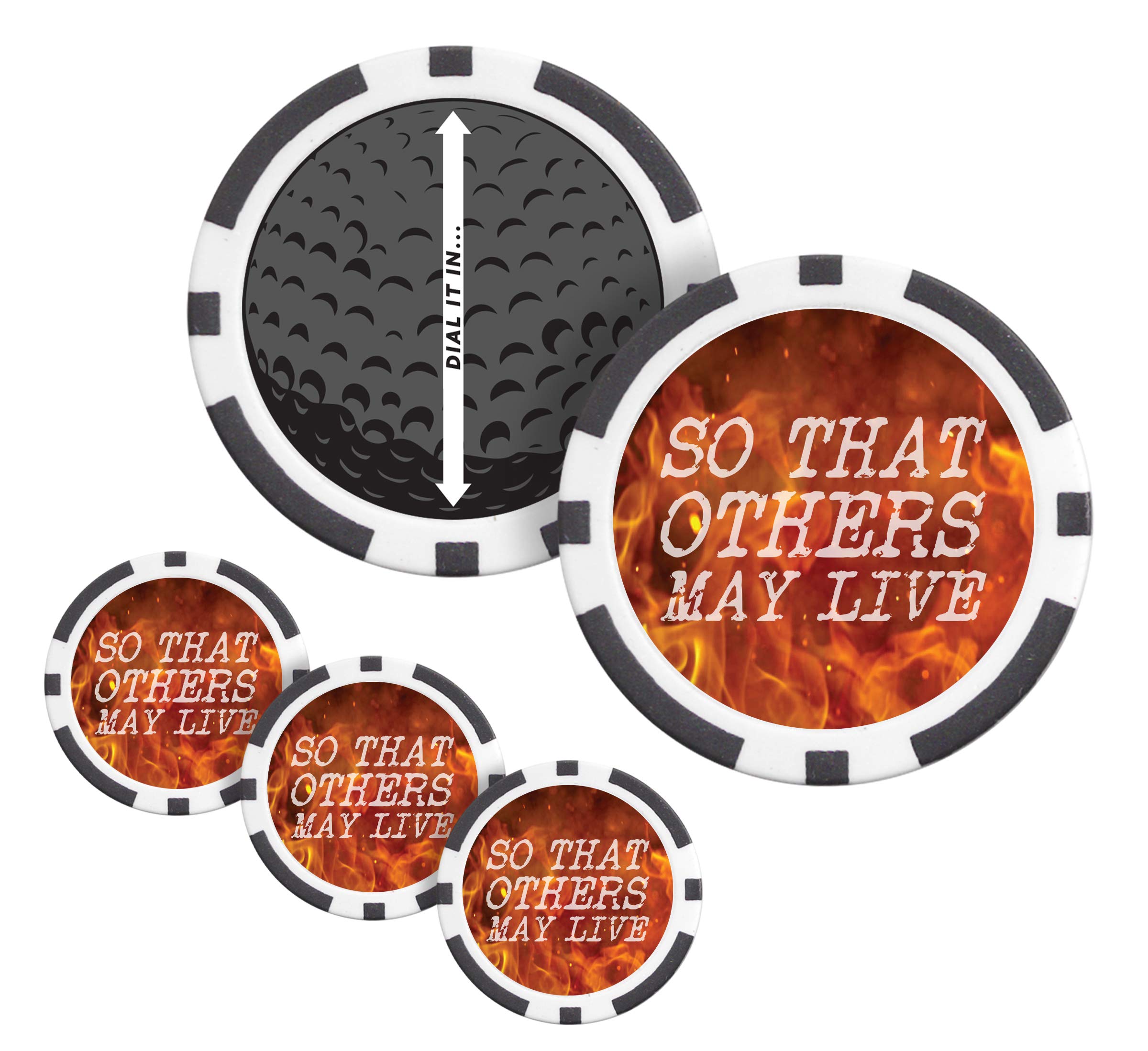 Fire Department Golf Poker Chips Set of 4 - Firefighter Themed Ball Markers with Speed Dial - Perfect for Golf Tournaments, Poker Nights & Firefighter Appreciation Gifts