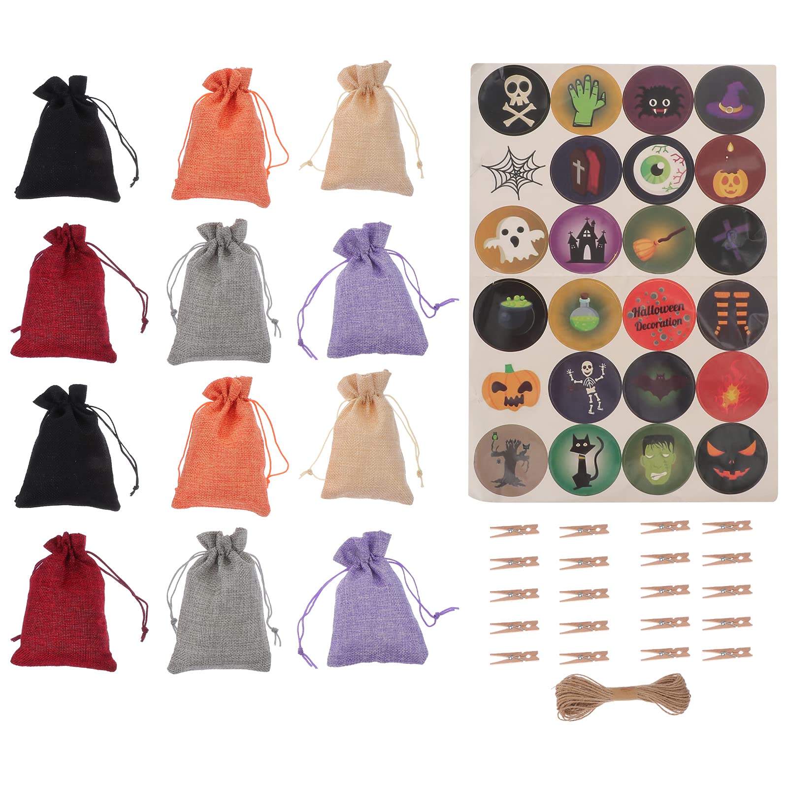 24pcs Halloween Drawstring Bags for Candy & Gifts - Party Favors & Costume Storage