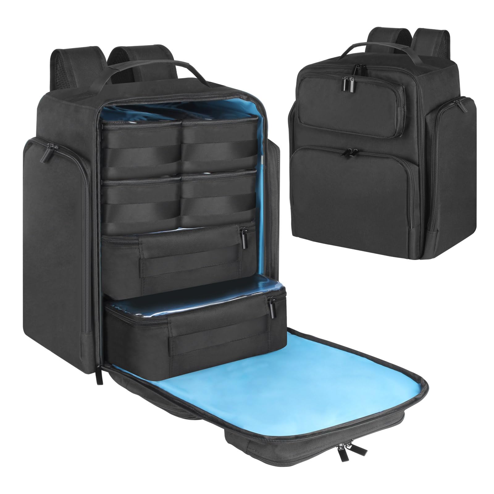 Extra Large Travel Makeup Organizer Backpack with 6 Removable Cosmetic Cases - Professional Makeup Storage Bag for Women & Artists (Black) | Perfect for Air Travel, Salon Work & On-the-Go Beauty