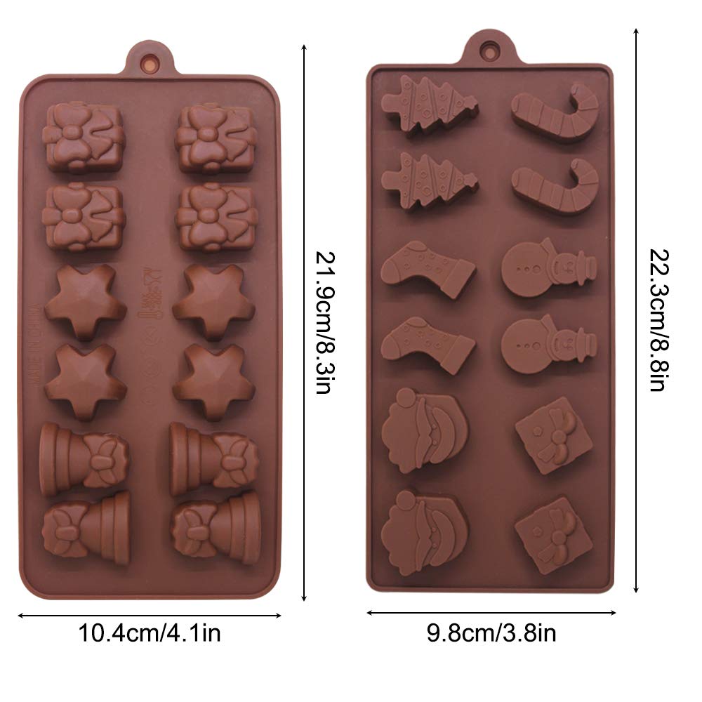 4-Pack Christmas Chocolate Silicone Molds - Small Baking Molds for Cake Decorating, Ice Cube Making, Holiday Party Treats - Perfect for DIY Desserts, Candy Making & Festive Baking