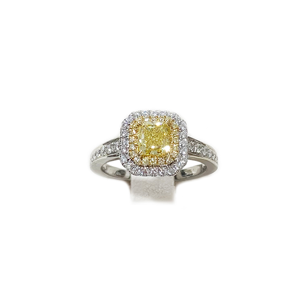 18K Two-Tone Yellow Diamond Ring for Women - Elegant Wedding, Engagement & Anniversary Jewelry Gift
