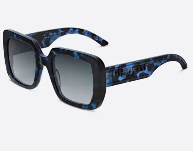 Christian Dior WILDIOR S3U 28B1 Blue Havana/Blue Soft Square Women's Sunglasses - UV Protection Luxury Fashion Shades for Beach, Driving & Outdoor Activities