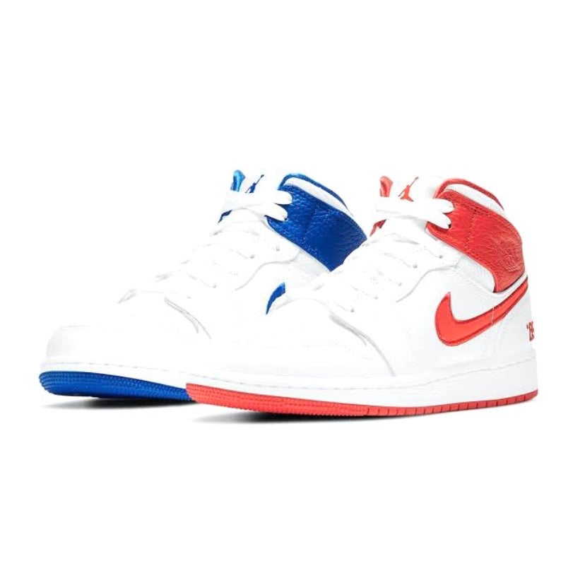 Air Jordan 1 GS Mid '85 Mismatch Sneakers - Red, Blue & White Colorway - Perfect for Basketball, Streetwear & Sneaker Collectors