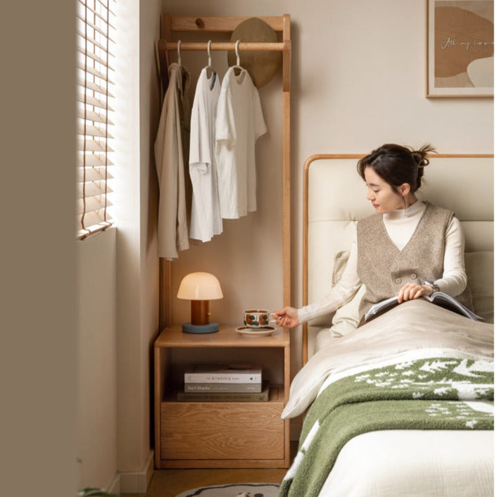 Nordic Solid Wood Clothes Rack - Oak & Birch Floor Storage Organizer for Bedroom, Closet, and Entryway