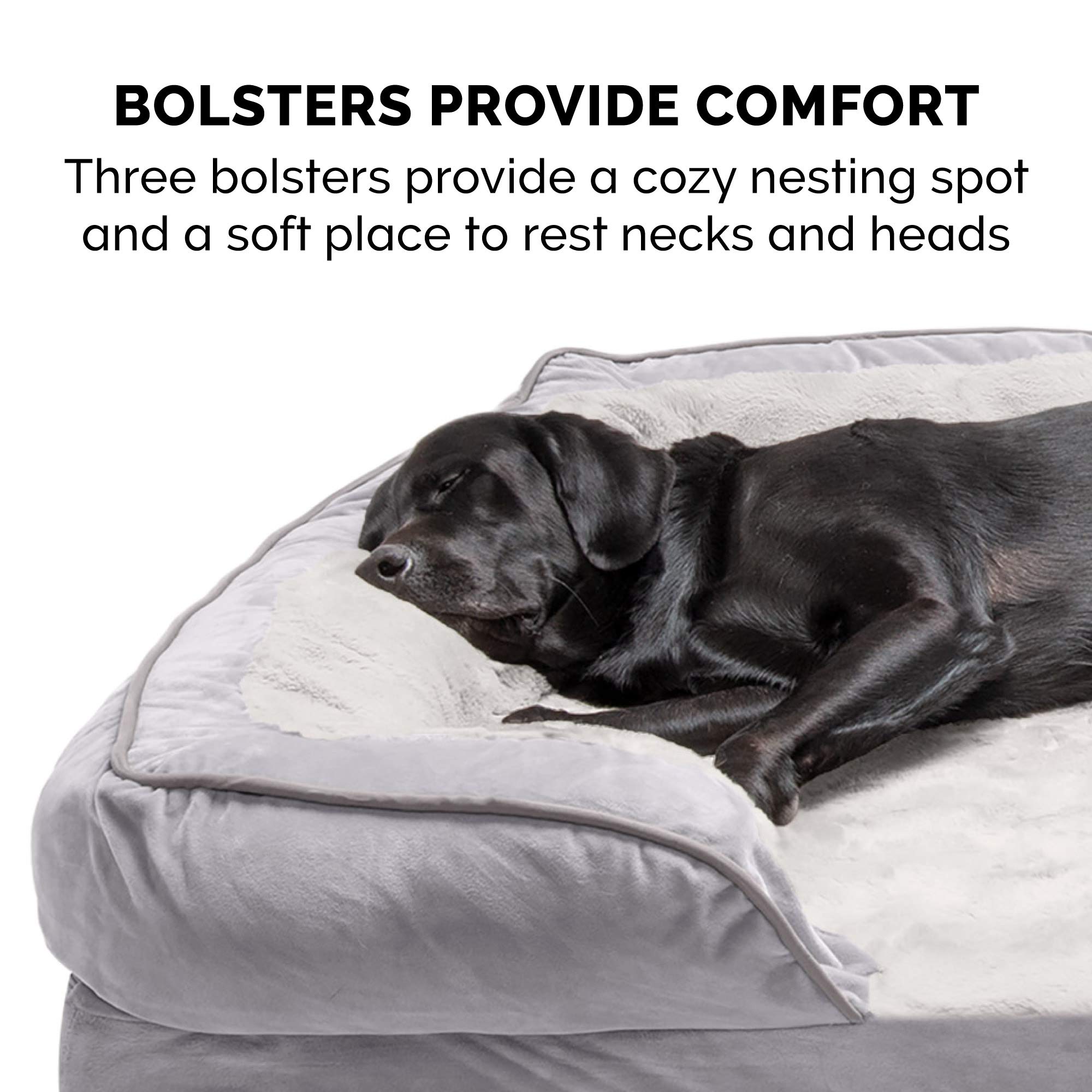 Furhaven Orthopedic Dog Bed for Small & Medium Dogs - Plush Velvet Sofa with Removable Bolsters & Washable Cover - Supports Pets Up to 35 lbs - Granite Gray Medium Size - Perfect for Living Room, Bedroom or Crate Comfort