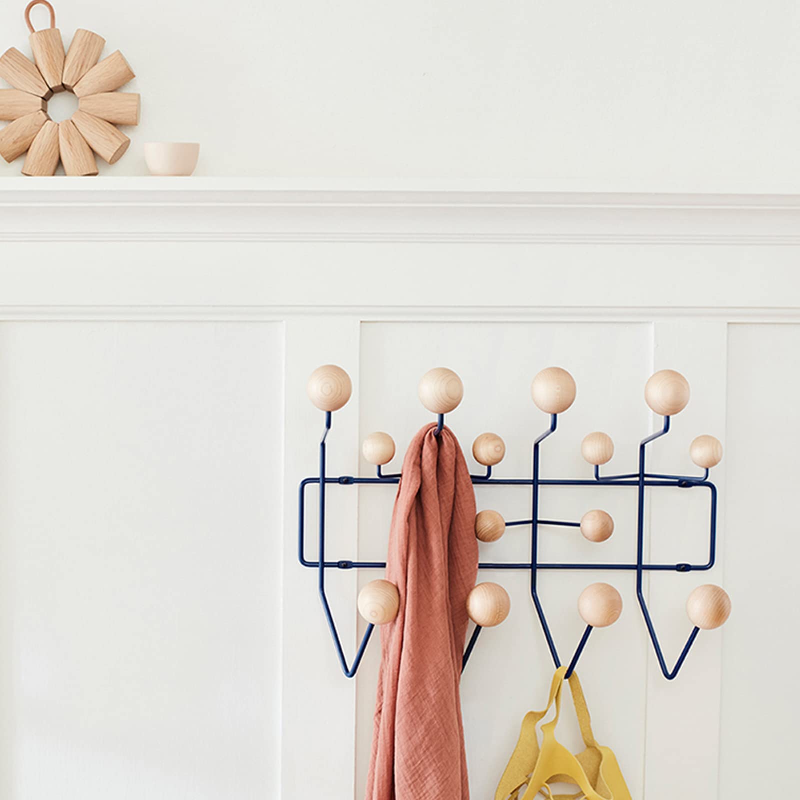 BAIHAO Wall Mounted Coat Rack with Solid Walnut Wood Balls - Classic Metal Entryway Hanger for Jackets, Hats & Scarves - Perfect for Hallway, Bedroom & Mudroom Organization