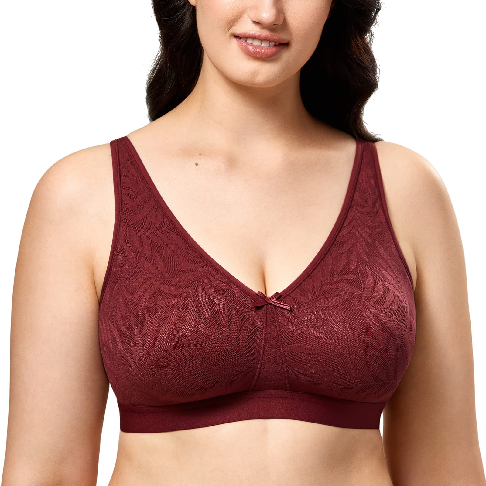 AISILIN Plus Size Wireless Bras for Women - Full Coverage Unlined Comfort Sleep Bra with Lace Design | Perfect for Everyday Wear, Lounge & Relaxation